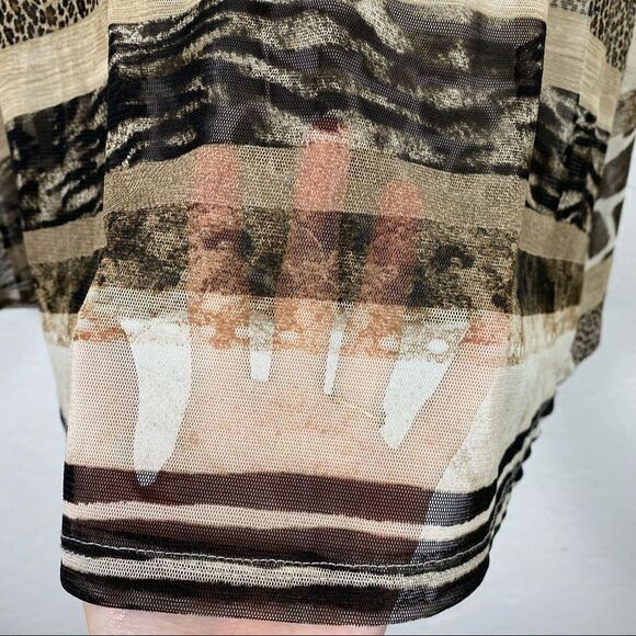 Jess & Jane y2k Style Animal Print Stripe Mesh Cowl Neck Dress - Picture 6 of 7